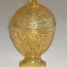 AVON Flash Yellow Glass Candy Dish with Lid