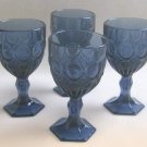 Fostoria Moonstone Dark Blue Glass Water Goblets – Set of 4