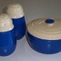 Vintage Oxford Potteries Blue & Cream Salt Pepper Shakers Sugar Bowl w/ Lid