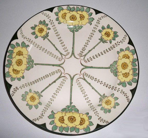 Vintage Royal Doulton #D3062 Art Nouveau Yellow Floral Dinner Plate