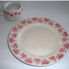 Vintage Buffalo Pottery Windsor P765 Restaurant Ware Red Leaves Dinnerplate - Set of 2