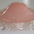 Vintage Pressed Glass Pendant Light Shade Globe - Embossed Pink / Clear Glass
