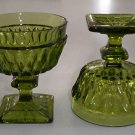 Vintage Indiana Glass Mt. Vernon Dark Green Tall Sherbet Dessert Stemware - Set of 4