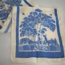 Vintage Blue & White Silhouette Deer / Forest Tea Dish Towel 13" x 40"