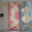 Vintage Blue & Pink Terrycloth Washcloths MIP Set of 4 Embroidered Edge