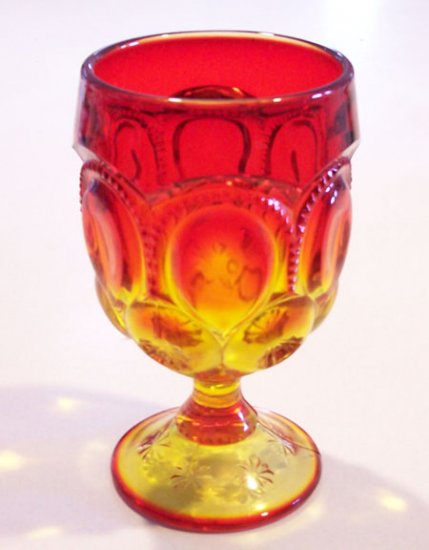 Vintage Amberina Moon & Stars Water Goblet - 5 7/8"