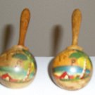 Vintage Souvenir Jamaica Salt and Pepper Shakers - Handpainted Wooden Maracas