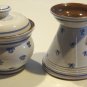 Prague Czech Republic Handthrown Blue & White Creamer and Sugar Bowl with Lid