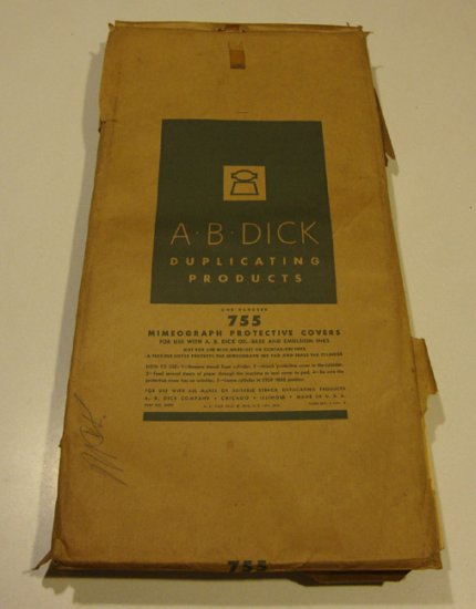 Vintage A.B. Dick Mimeograph Protective Covers No. 755
