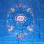 Vintage 40's/50s WWII Blue Silk Embroidered Bedspread & Shams