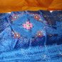 Vintage 40's/50s WWII Blue Silk Embroidered Bedspread & Shams