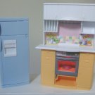 Vintage Mattel 1999 Barbie Light Up Kitchen Center Stove Oven & Refrigerator