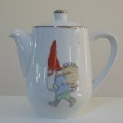 Vintage 1981 Hand-Painted Garden Gnomes Coffee / Tea Pot Server