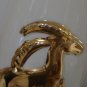Vintage Leaping Gazelle Gold on Cream Ceramic Table Lamp Set of 2