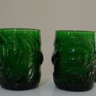 Vintage Arcoroc Emerald Glass Santa Mugs France - Set of 2
