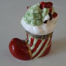 Vintage Studio Nova Ceramic Holiday Santa Boot w/ Gifts Trinket Box