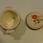 Vintage American Limoges Triumph Vermillion Rose Sugar Bowl with Lid and Salad Plate