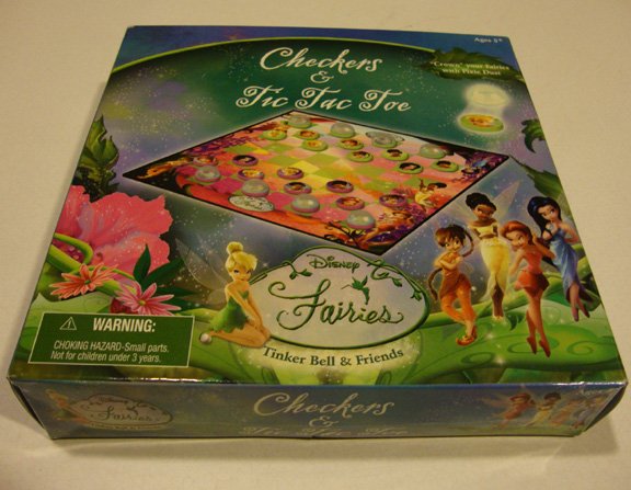 2007 Disney Fairies Tinker Bell & Friends Checkers & Tic Tac Toe Game