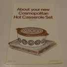 Vintage 1973 Salton Cosmopolitan Hot Casserole Set Instruction Booklet