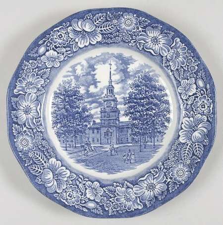 Staffordshire Ironstone Liberty Blue Dinner Plate Independence Hall Set ...