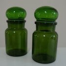 Vintage Green Apothecary Jar Canister with Bubble Lid Belgium Set of 2