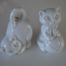 Vintage 1982 Spencer Gifts White Ceramic Porcelain Cat Bells - Set of 2