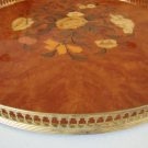 Vintage SNC Surriento Inlaid Italian Wooden Works Serving Tray with Brass