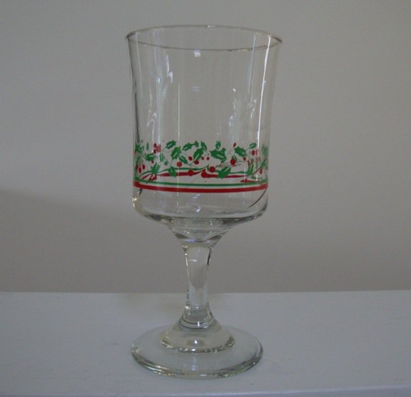 Vintage Arbys Holly & Berries Christmas Collection Water Goblet Set of 5