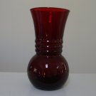 Vintage Anchor Hocking Ruby Red Ribbed Vase