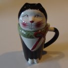 Vintage Oneida Beverage Buddies Figural Christmas Cat Coffee Mug w/ Lid