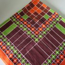 Vintage 70s Orange Brown Green Geometric Card Table Tablecloth