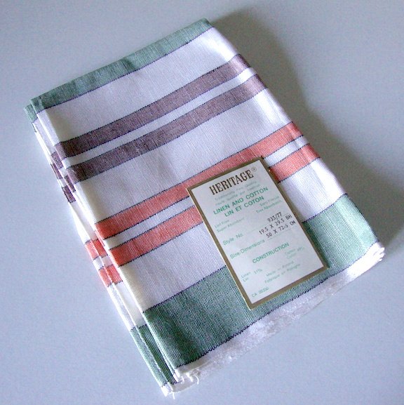NOS Vintage Heritage Poland Linen & Cotton Striped Tea Towel