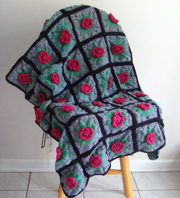 Handmade Multicolor Afghan Lap Throw - 33" x 48"