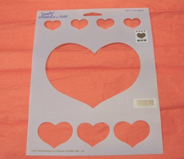 Vintage 1992 Simply Stencils By Plaid Enterprises - Folk Hearts Set of 9