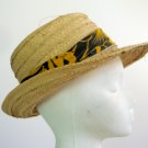 Vintage 1980s Florida Straw Hat with Tropical Plants Headband