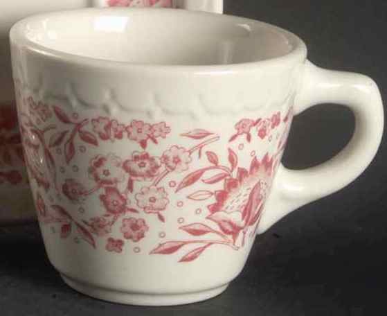 Vintage Syracuse China Roxbury Red Cup & Saucer - Set of 4