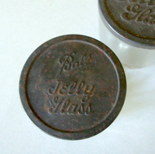 Antique Ball Jelly Glass with embossed metal lid Set of 3