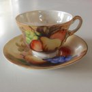 Vintage T Miyake Hand Painted Fruits Cup & Saucer - JAPAN