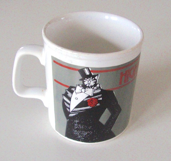Vintage Kliban High Class Cat Mug Kiln Craft English Ironstone Black White Tuxedo