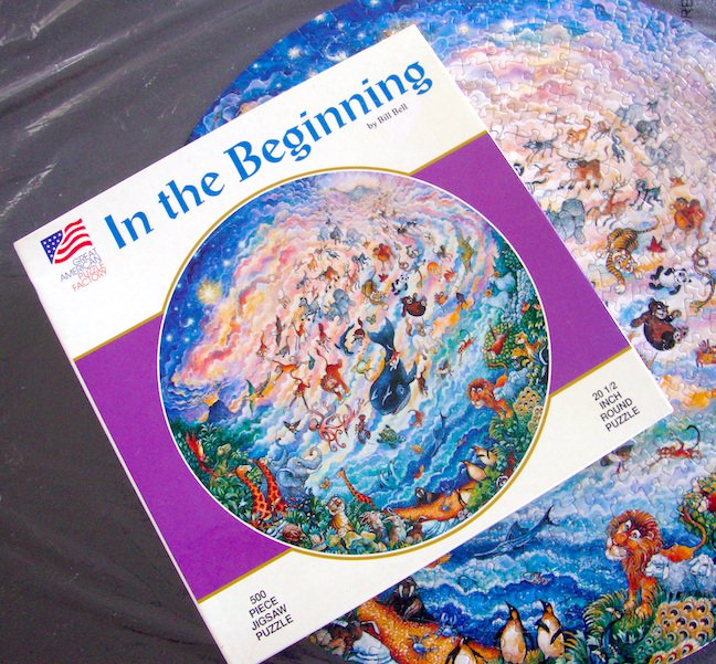 1993 IN THE BEGINNING Bill Bell Round Jigsaw Puzzle - Used
