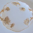 Antique 1905 Delinieres & Co Limoges Porcelain Blank Handpainted Gold Palm Leaves Cake Plate