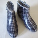 New - Lemia Rubber Plaid Rain Boots - Japan