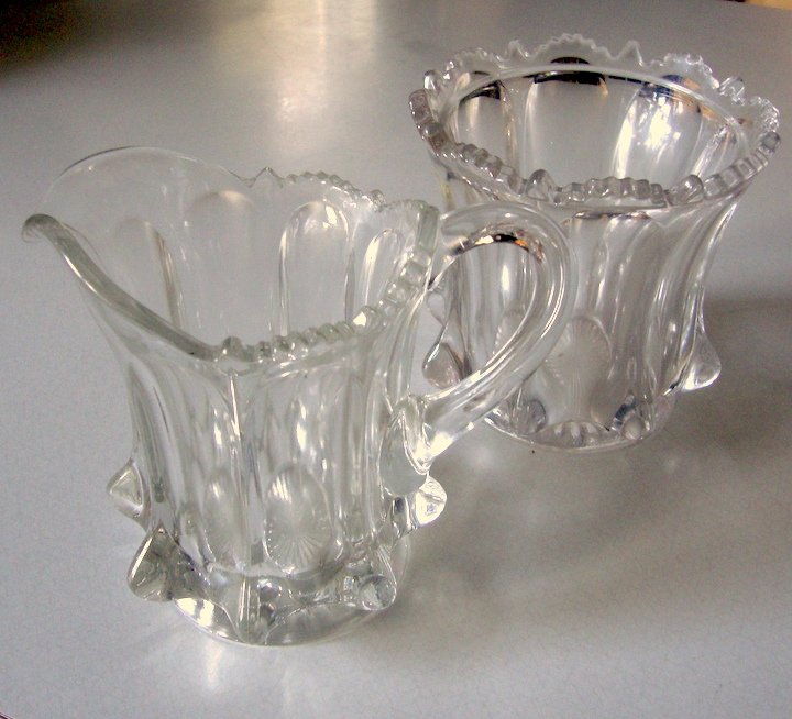 Vintage EAPG Clear Glass Flare Creamer and Sugar Bowl (no lid)