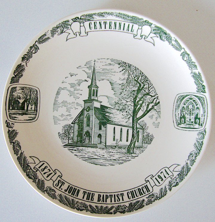 Vintage 1974 St John the Baptist Church Centennial Commemorative Plate