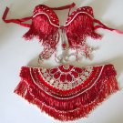 Vintage Red Exotic Belly Dance 2 pc. Set - Bra and Belt
