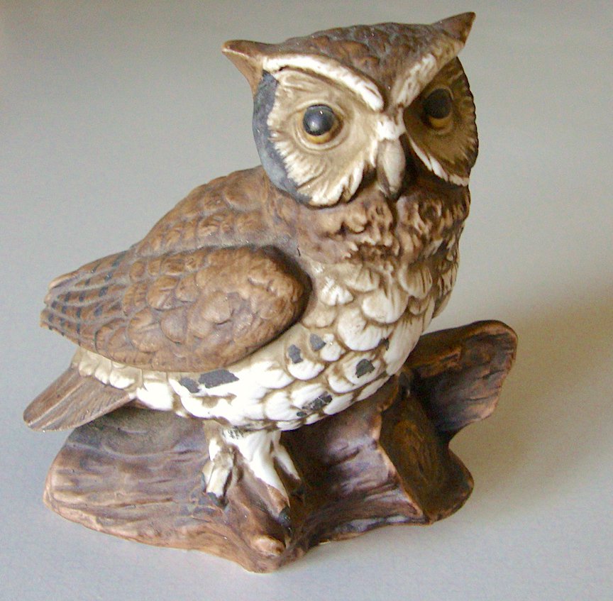 Homco Owl Figurine #1114 Bird Figurine Bisque Porcelain
