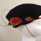 Vintage Glenover Wool Beret Hat - Black with feather detail