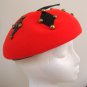 Vintage Mr. John Classic Red Wool w/ Black Mod Beret Hat