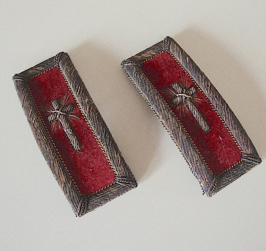 Antique Masonic Knights Templar Embroidered Cross Shoulder Bar Epaulets