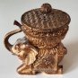 Vintage Resin Elephant w/ Basket Trinket Box